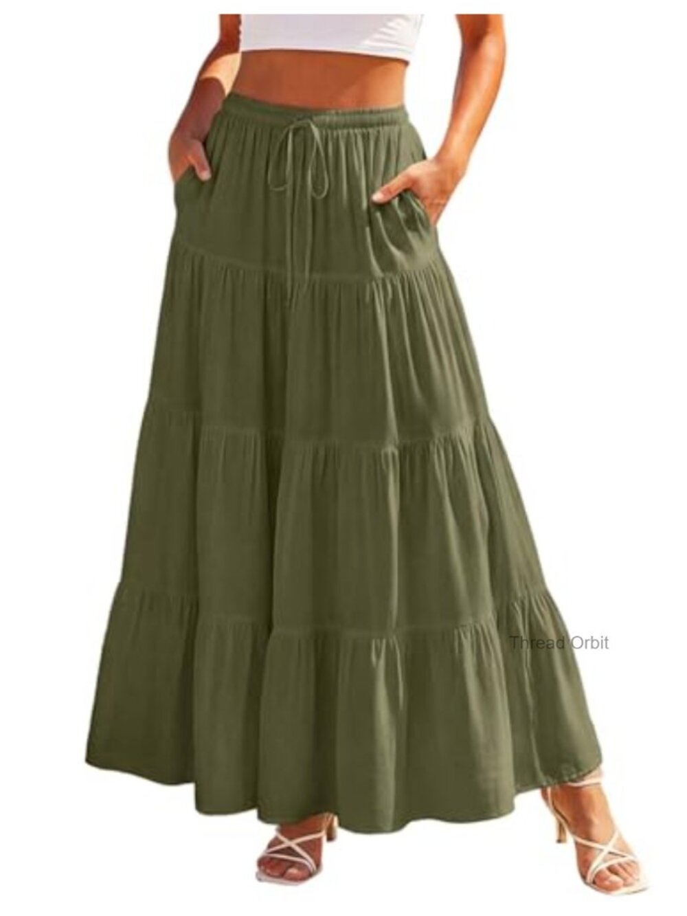 Flowy Tiered Renaissance Maxi Skirt with Pockets